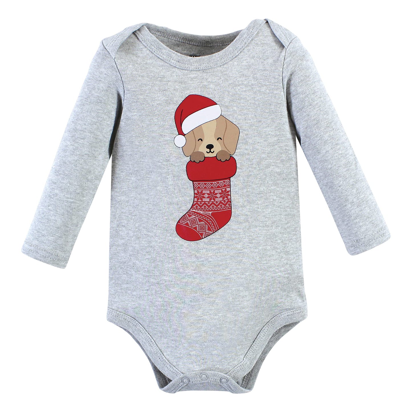 Hudson Baby Unisex Baby Cotton Long-Sleeve Bodysuits, Christmas Dog, 3-6 Months