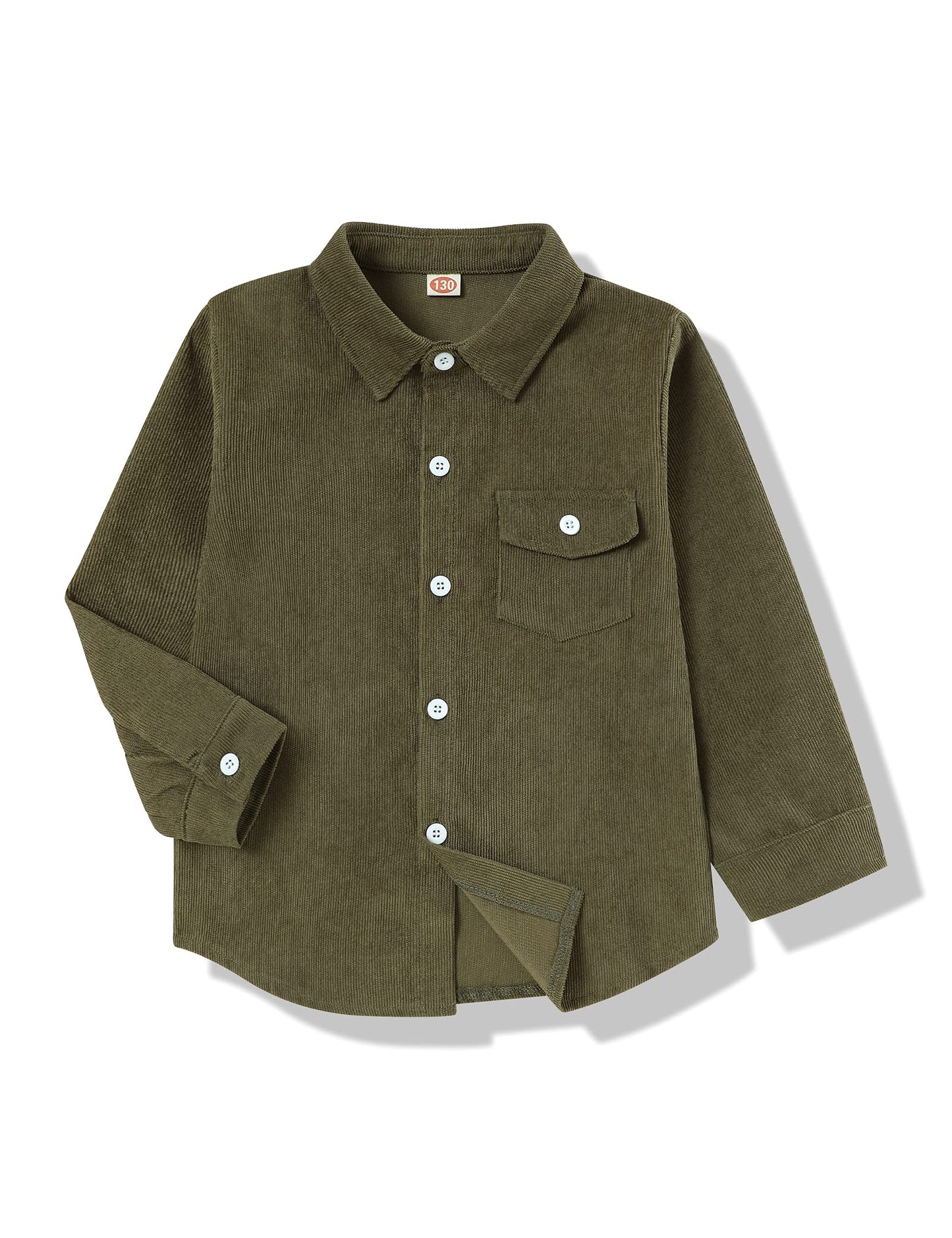 Bilison Kids Toddler Boy Clothes Long Sleeve Corduroy Lapel Button Down Shirt Top Little Boys Shirts Army Green