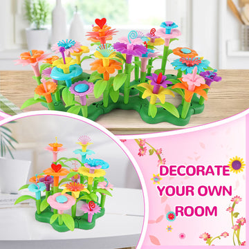 GILI Flower Garden Building Stacking Toys - Build a Bouquet Sets for 4 5 6 Year Old Toddler Girls Arts and Crafts for Little Kid