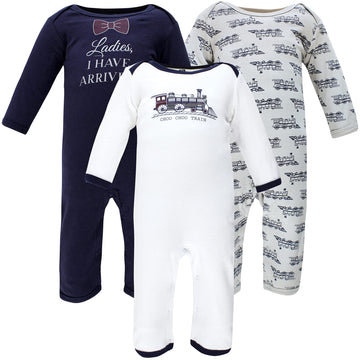 Hudson Baby Unisex Cotton Coveralls Rompers, Train, 3-6 Months Us