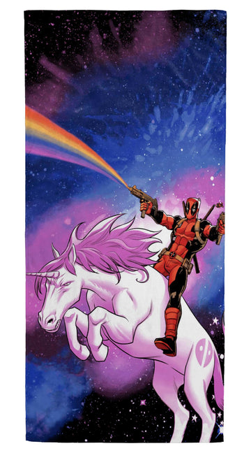 Jay Franco Marvel Deadpool Unicorn Galaxy Bath Pool Beach Towel - Super Soft & Absorbent 100% Cotton Towel, Measures 28 X 58 Inc