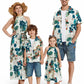 Patpat Matching Family Outfits Mommy And Me Matching Outfits Tropical Palm Leaf Print White Halter Neck Dress Matching Tropical