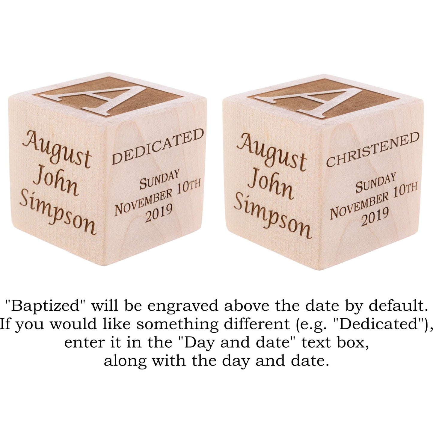 Personalized Baby Baptism/Dedication/Christening Wood Block, Choose from 3 Sizes, Baptism Gift for Boy, Girl, Baby Dedication Gi