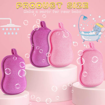 4 Pieces Baby Bath Sponge Cotton Baby Sponge Soft And Absorbent Sponge For Kids Babies Men Women (Red, Purple)