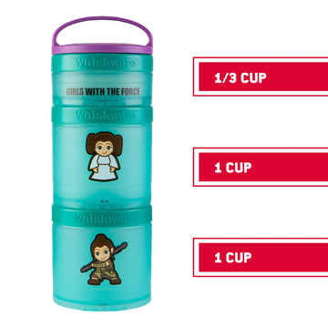 Whiskware Star Wars Stackable Snack Containers For Kids And Toddlers, 3 Stackable Snack Cups For School And Travel, Princess Lei