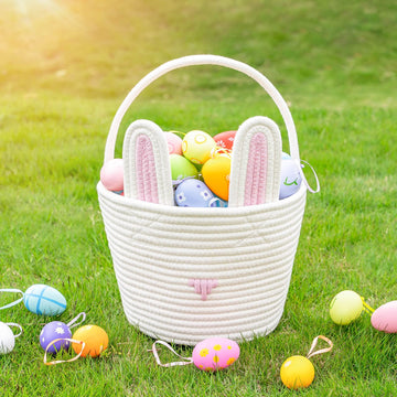 Cubesland Boy Girls Easter Baskets Empty Easter Hunt Basket For Kids,Cute Basket For Baby Girls Boys Easter Party Gift Baskets,E
