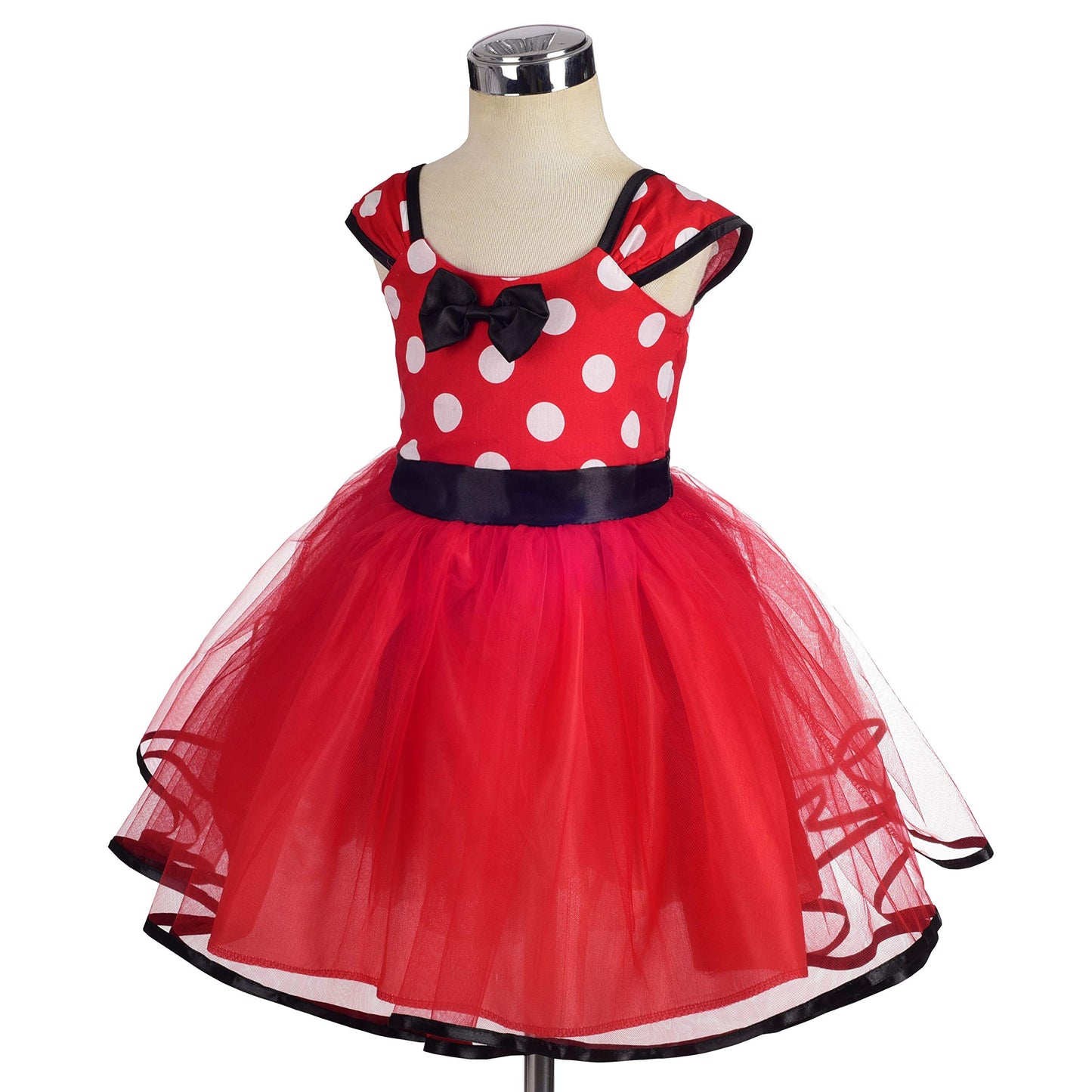 Dressy Daisy Toddler Girl Polka Dots Fancy Dress Up Costume Birthday Party Tulle Dresses with Headband Size 4T to 5T Red 203