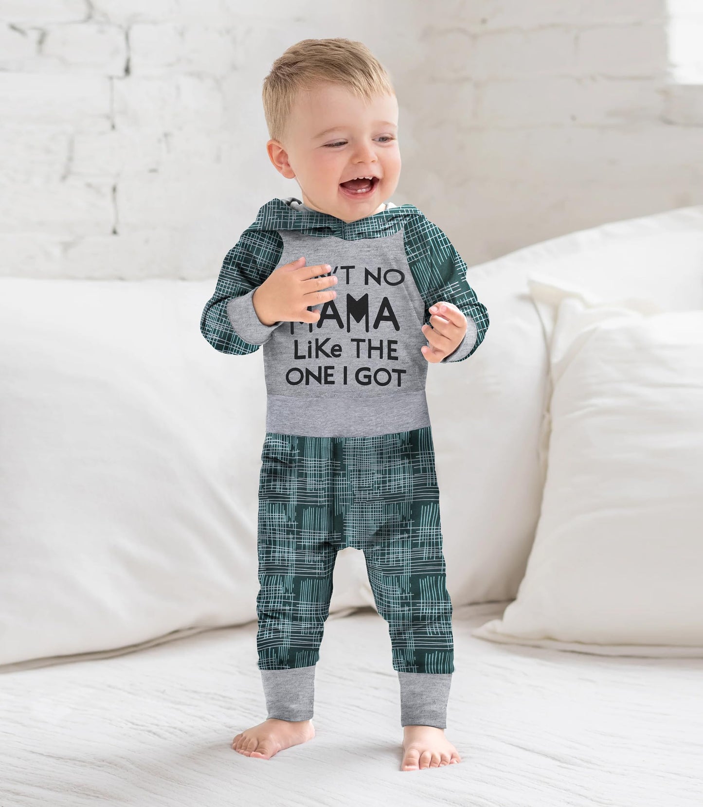 Fommy Baby Boy Clothes 6-9 Months Aint No Mama Like The One I Got Boy Clothes+Little Man Stripe Long Pants 2Pcs Boy Outfit