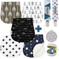 Dodo Babies 5-Pack Baby Burp Cloths - Soft, Absorbent Cotton Burp Cloths - includes Pacifier Case and 2 Pacifier Clips - Colors: