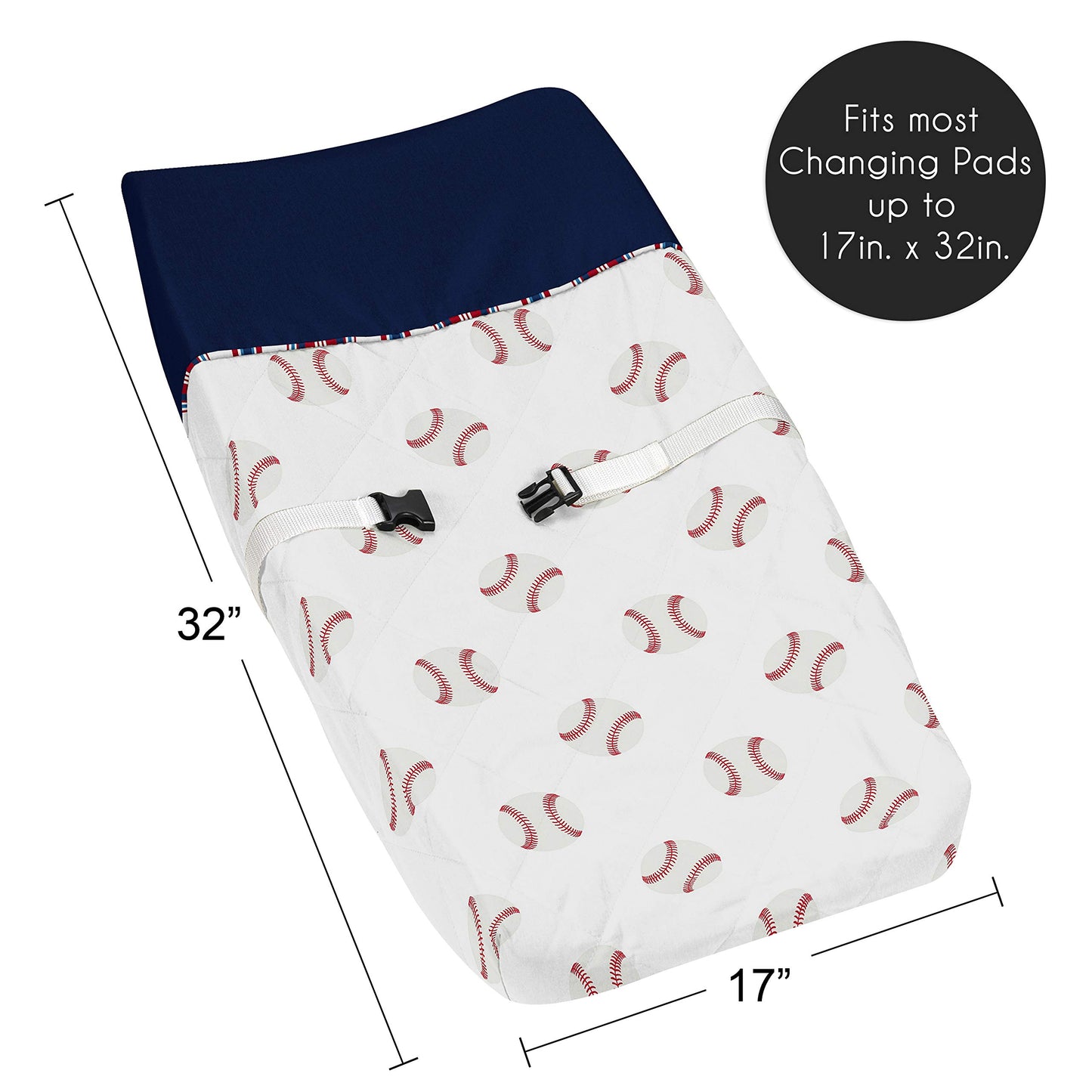 Sweet Jojo Designs Red, White And Blue Changing Pad Cover For Baseball Patch Sports Collection