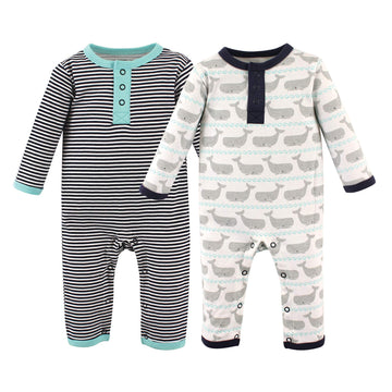 Hudson Baby Unisex Baby Cotton Coveralls Whale, 18-24 Months
