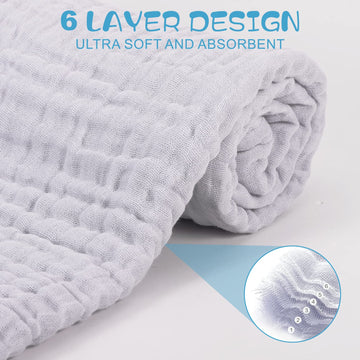 Asung Baby Towels Muslin Baby Bath Towel 3Pack Infant Towels For Newborn Boy Girl 6 Layers Ultra Soft Cotton Toddler Towels For