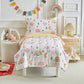 Joyreap 4 Piece Toddler Bedding Set For Girls- Pink N Yellow Clouds Moon Rainbow Lovely Design, Microfiber Toddler Bedding Comfo