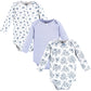 Hudson Baby Unisex Baby Cotton Long-Sleeve Bodysuits Blue Toile 3-Pack, 6-9 Months