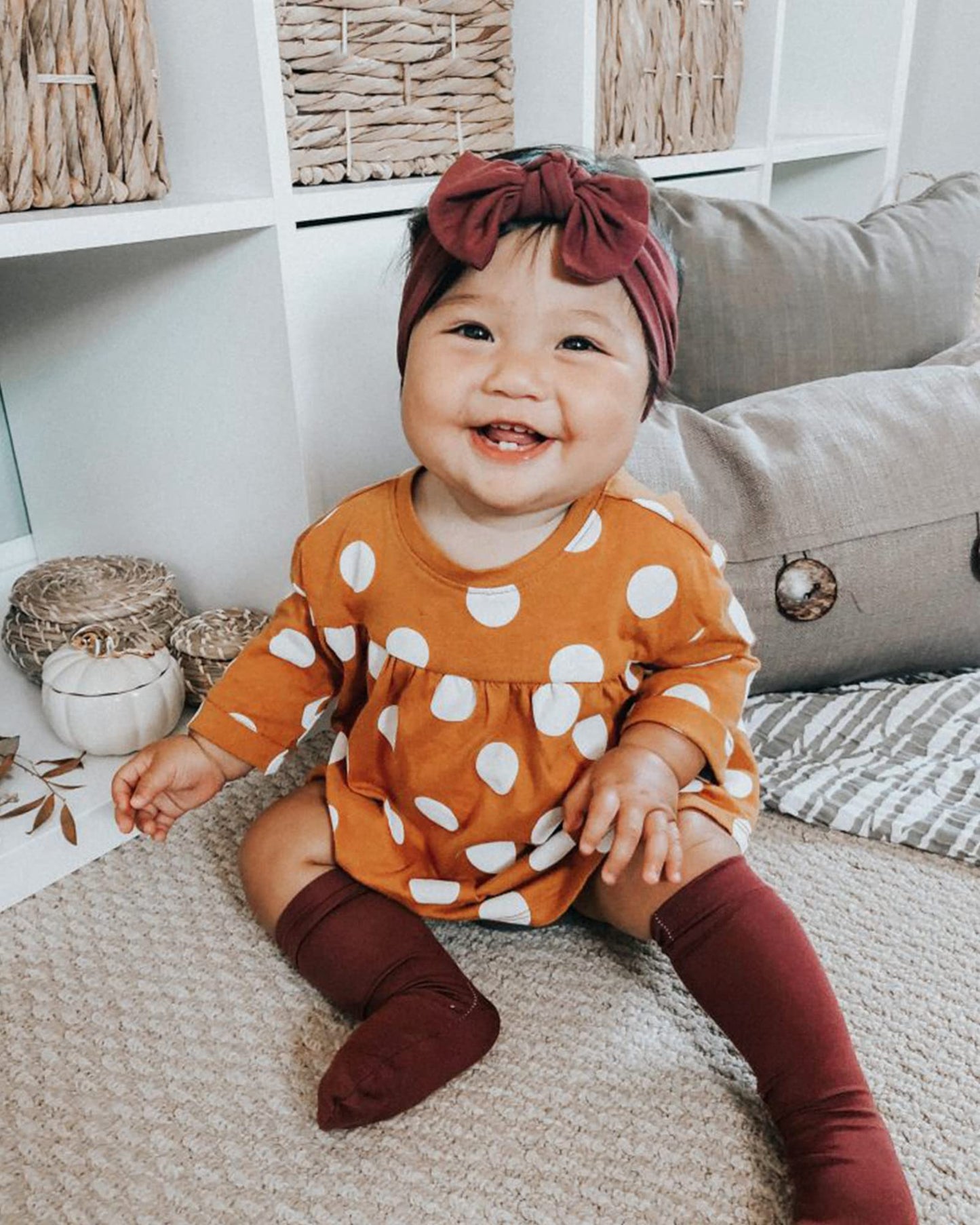 Jollybows 3Pcs Baby Nylon Headbands Hairbands Hair Bow Elastics For Baby Girls Newborn Infant Toddlers Kids (3-Yellow+Orange+Bur