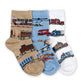 Jefferies Socks Little Boys' Transportation Triple Treat Socks (Pack Of 3), Burlap, X-Small