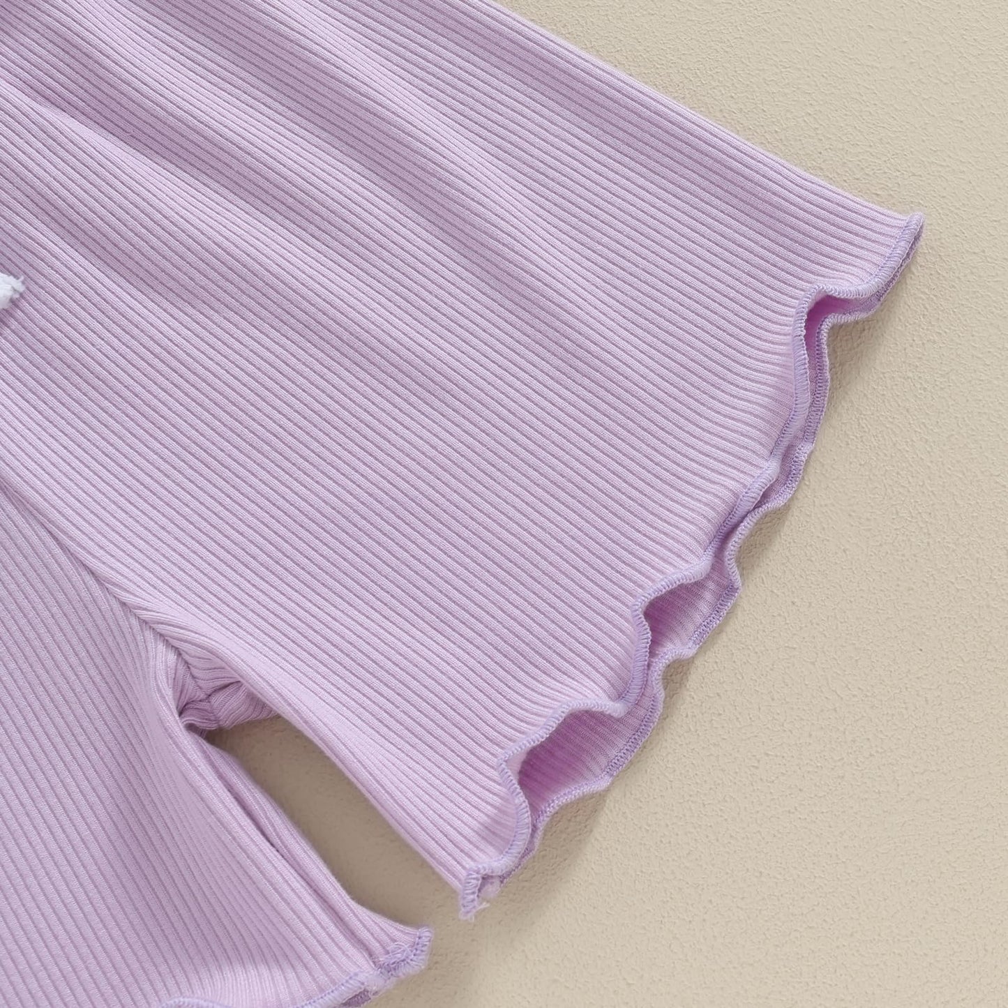 Kupretty Toddlers Baby Girls Summer Clothes Set Ruffle Ribbed Knit Short Sleeves T-Shirt Tops Shorts Comfy Outfits (A Purple, 6-