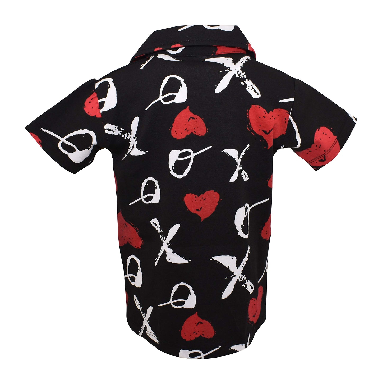 Unique Baby Boys Valentine'S Day Xox Print Polo Pullover Shirt (9) Black