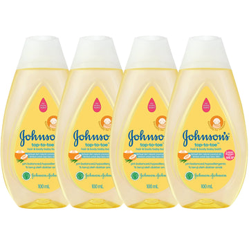 Johnson'S Top-To-Toe Baby Wash And Shampoo, 4 Pack 3.38 Oz. Travel Size Bottles, Natural Coconut Oil Gentle Hair And Body Baby B