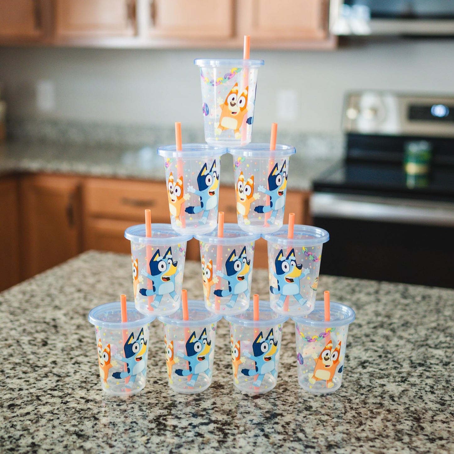 The First Years Bluey Take & Toss Toddler Straw Cups - Spill Proof Toddler Sippy Cups With Snap On Lids And Straws - Bluey Gifts
