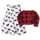 Hudson Baby Girls' Cotton Dress And Cardigan Set, Buffalo Plaid Moose, 5 Toddler
