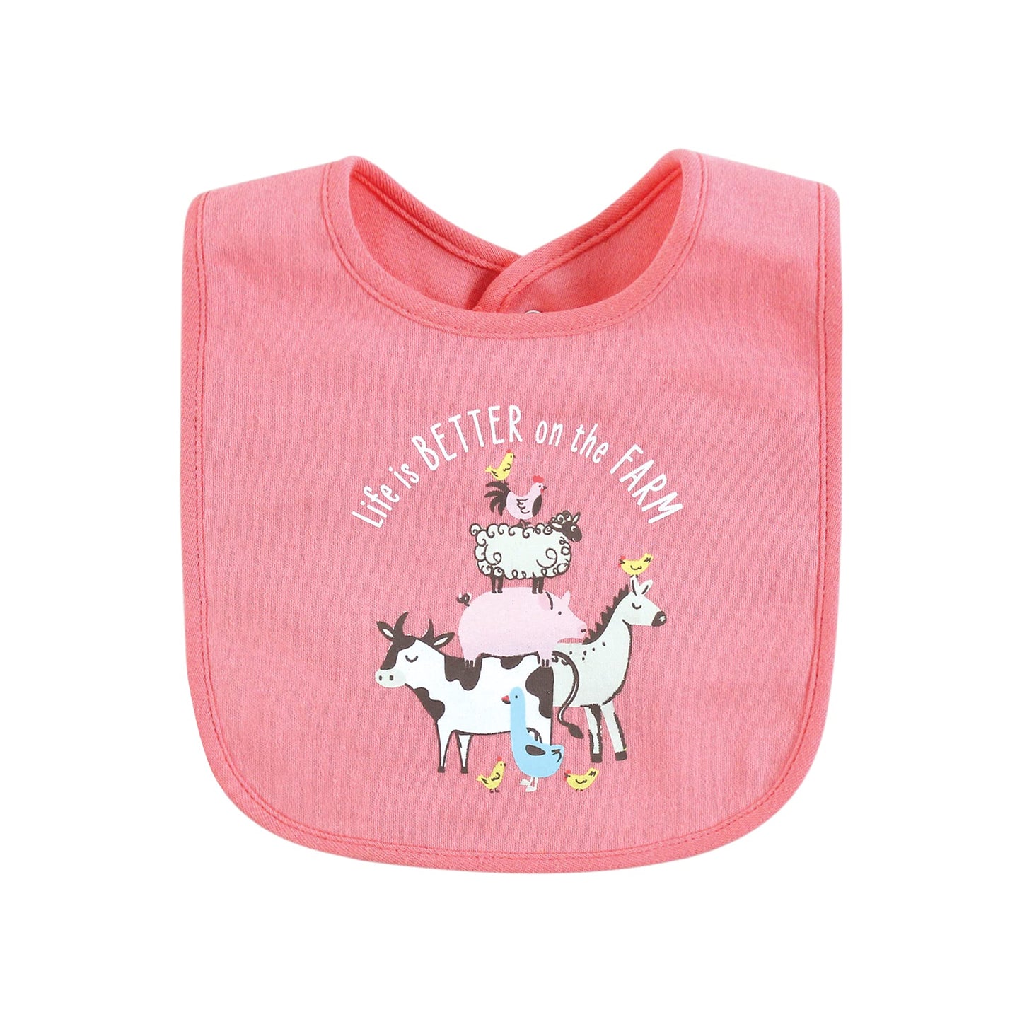 Hudson Baby Unisex Baby Cotton Bibs, Girl Farm Animals, One Size