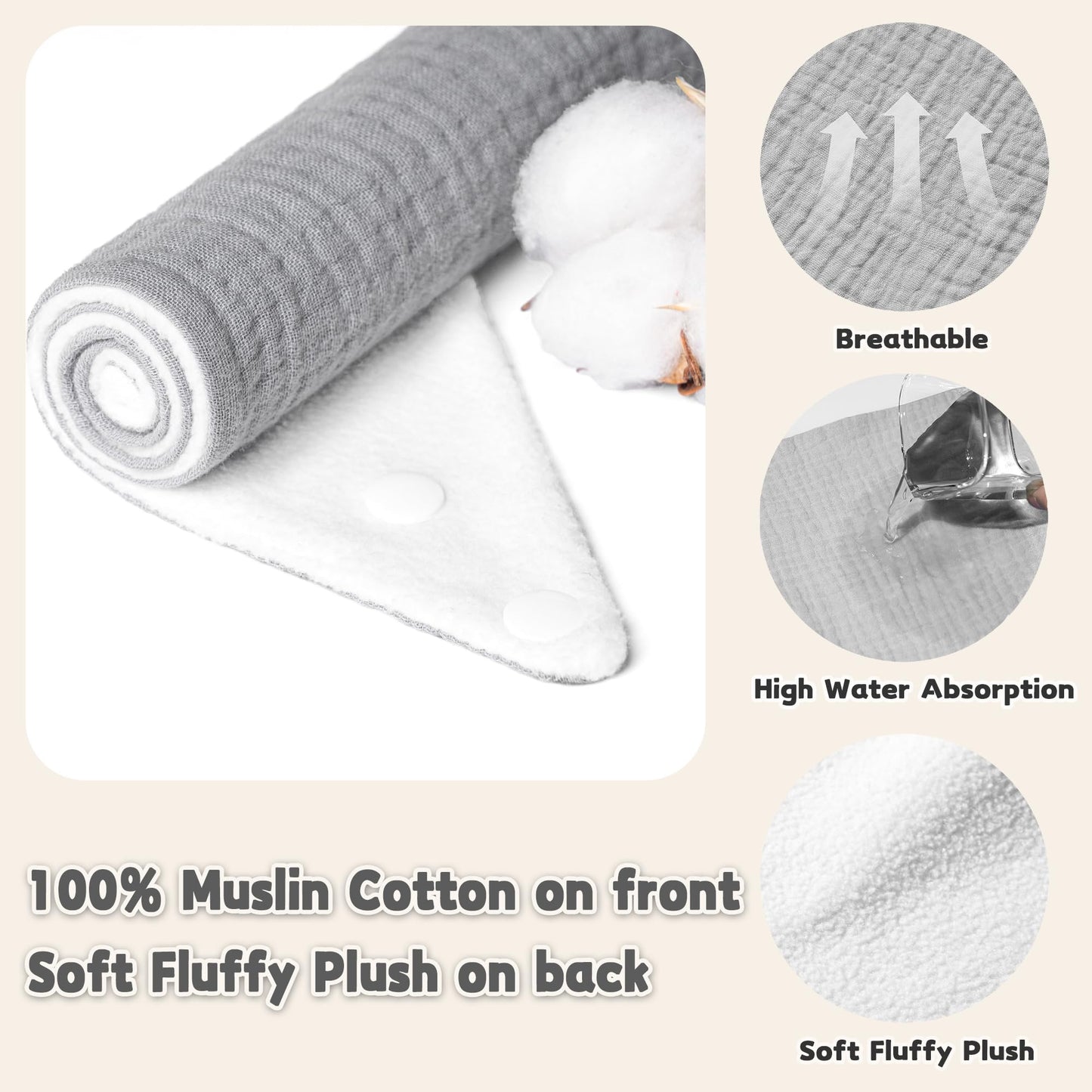 Susurration Muslin Baby Drool Bibs 6Pack Soft Triangular Adjustable Baby Bandana Bibs For Unisex Girls & Boys (Multicolored)