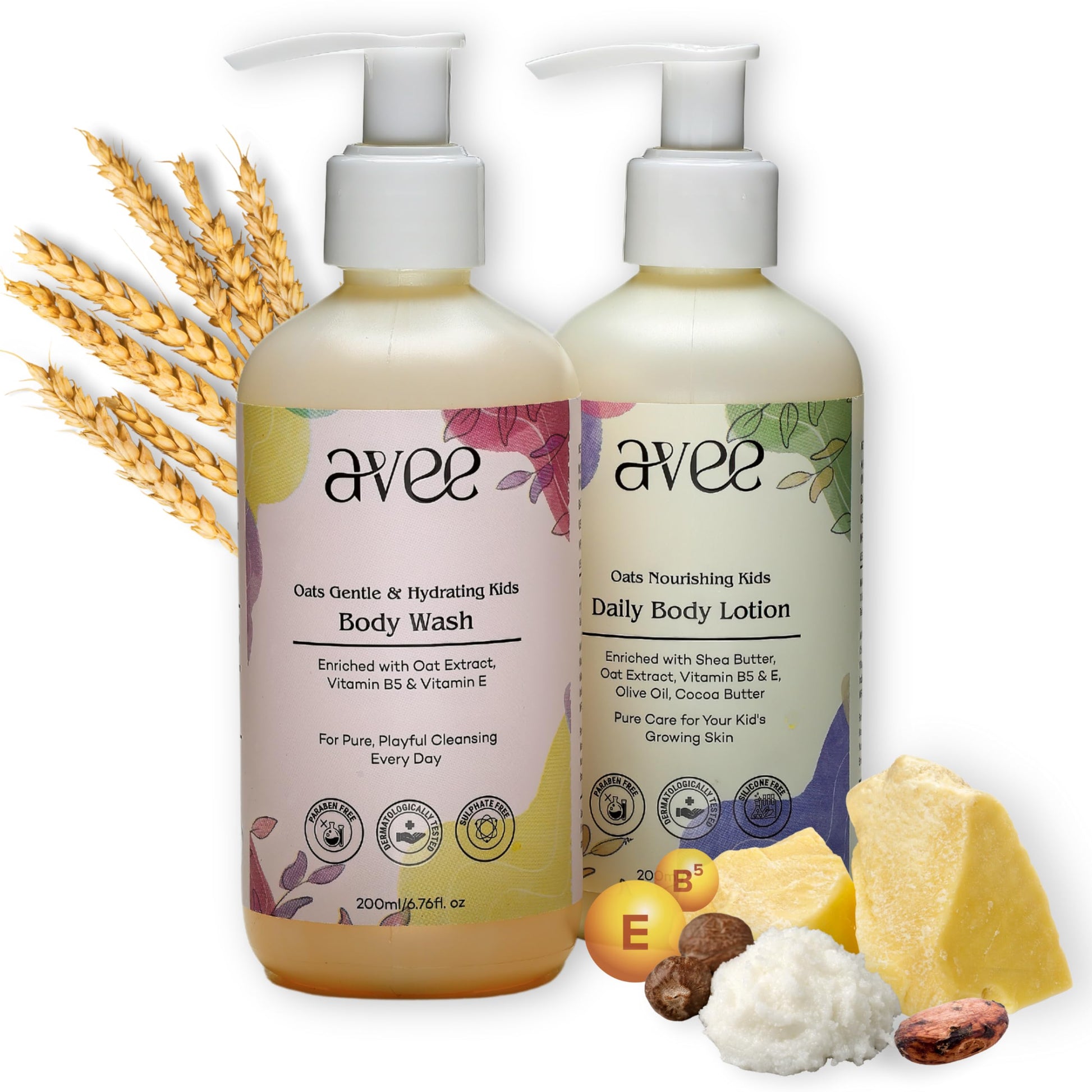 Avee Kids Body Care For 5 To 12 Years | Moisturizing Body Wash & Nourishing Lotion | For Soft & Glowing Skin | Oats, Vitamins B5