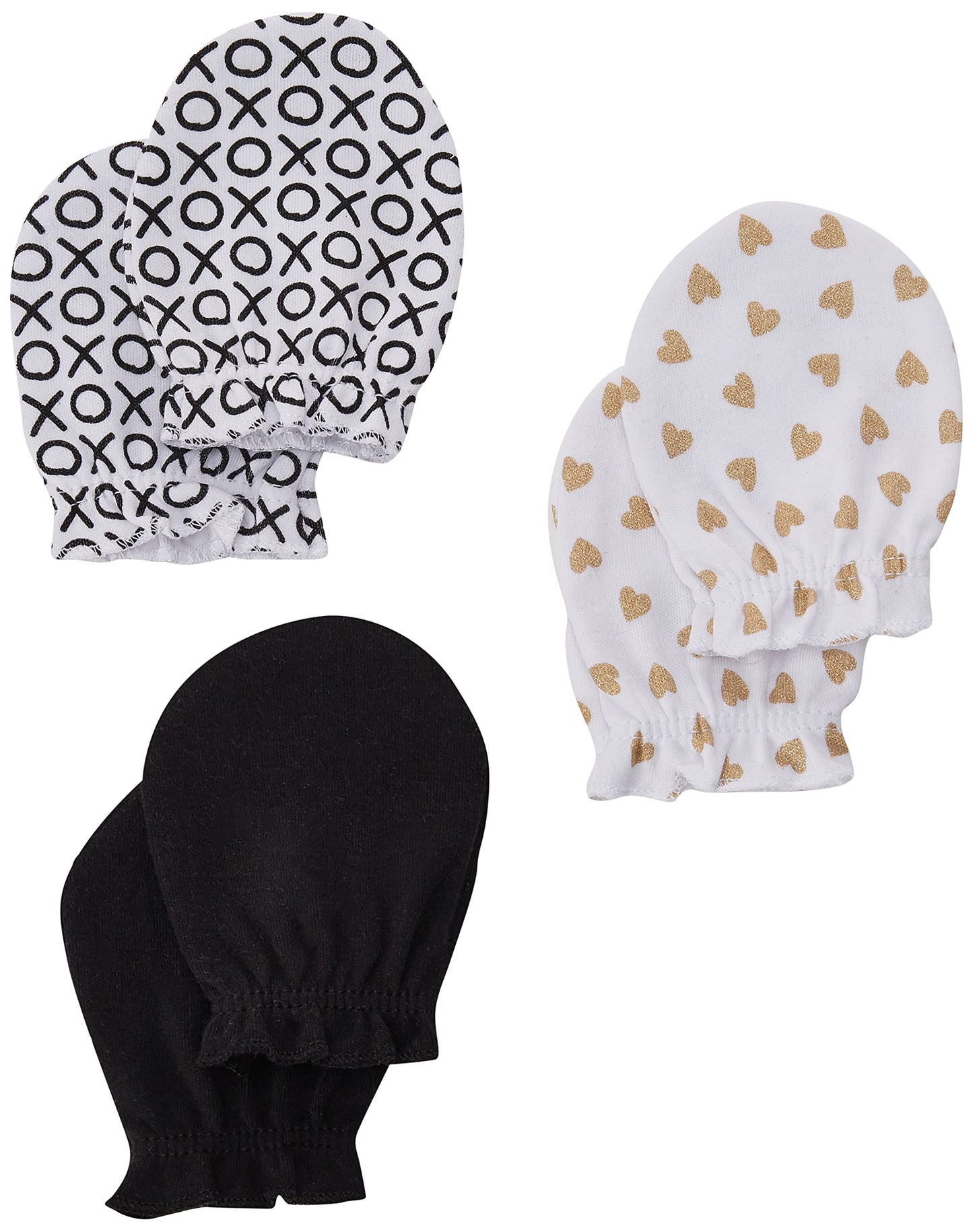 Hudson Baby Infant Girl Cotton Headband And Scratch Mitten Set Xoxo, 0-6 Months
