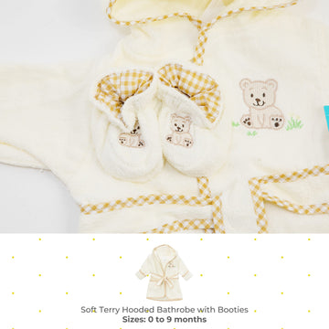 Spasilk 100% Cotton Hooded Terry Bathrobe With Booties - Baby Girl Gifts - Baby Boy Gifts - One Size - Shower Gift
