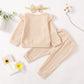 Mioglrie Baby Clothes For Girls 6-12 Month Infant Sweatsuit Fall Winter Outfits Newborn Sweatshirt Fleece Ruffle Long Sleeve Bei