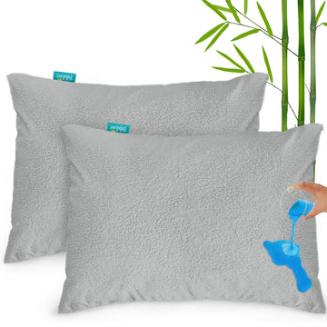 Toddler Pillowcase Protector 2 Pack, Waterproof Pillowcase Cover, Travel Pillow Case Cover With Zipper, Smooth Bamboo Terry, Mac