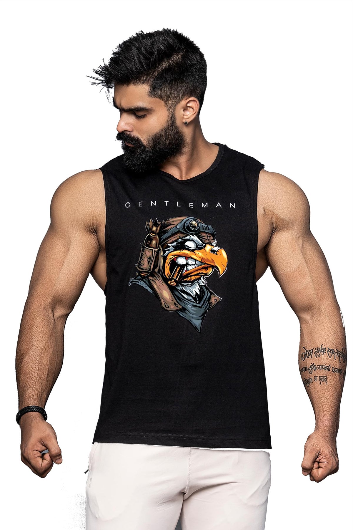 Juari Be A Gentleman Black Printed Regular Fit Vest For Men (Black, Large)