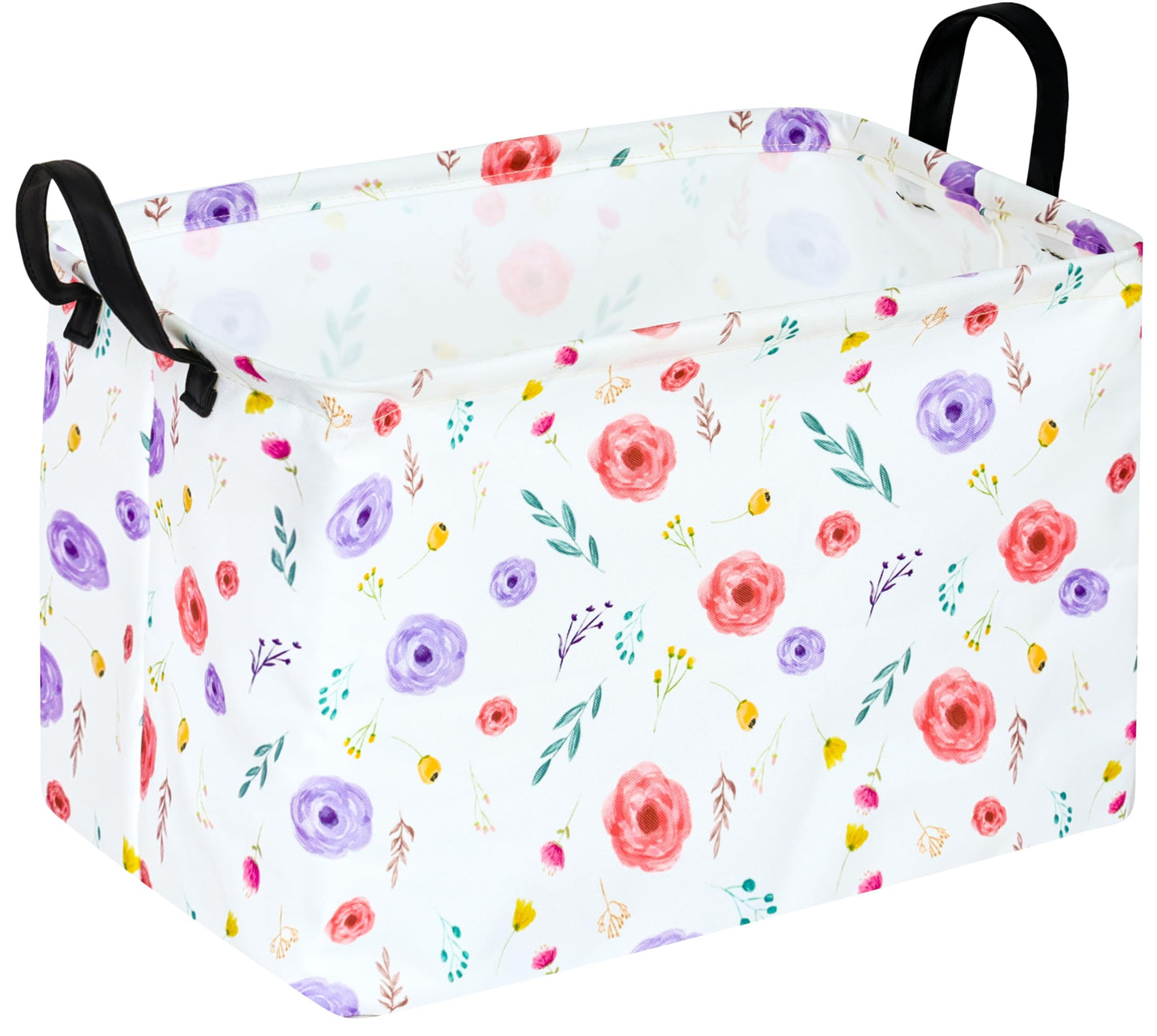 KUNRO Rectangle Flower Patter Toy Bin Valentines Day Gift Waterproof storage organizer for Nursery Hamper Home decor Closet Kid
