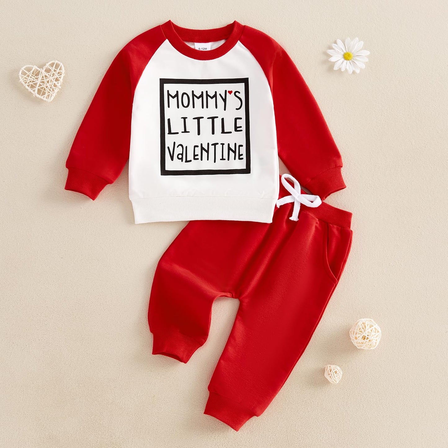 Baby Boy Fall Clothes Set Long Sleeve Letter Print Sweatshirt Pants Valentines Day Outfits 6 12 18 24 Months 2T (White, 18-24 Mo