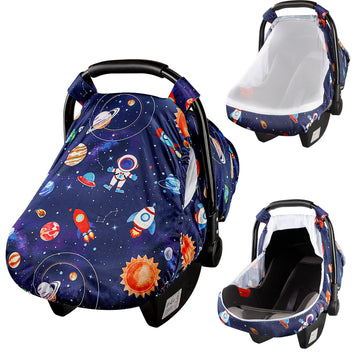 Swesen Car Seat Covers For Babies, Carseat Cover Boy With Zipper, Cozy Sun & Summer Cover, Infant Car Seat Canopy, Carseat Priva