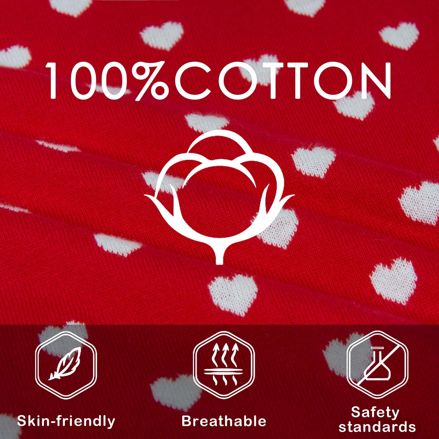 Boboyoyo Girls Sweaters Cotton Kids Heart Sweater Valentine Holiday Pullover Teen Clothes Crew Neck Knit Top Long Sleeve Red