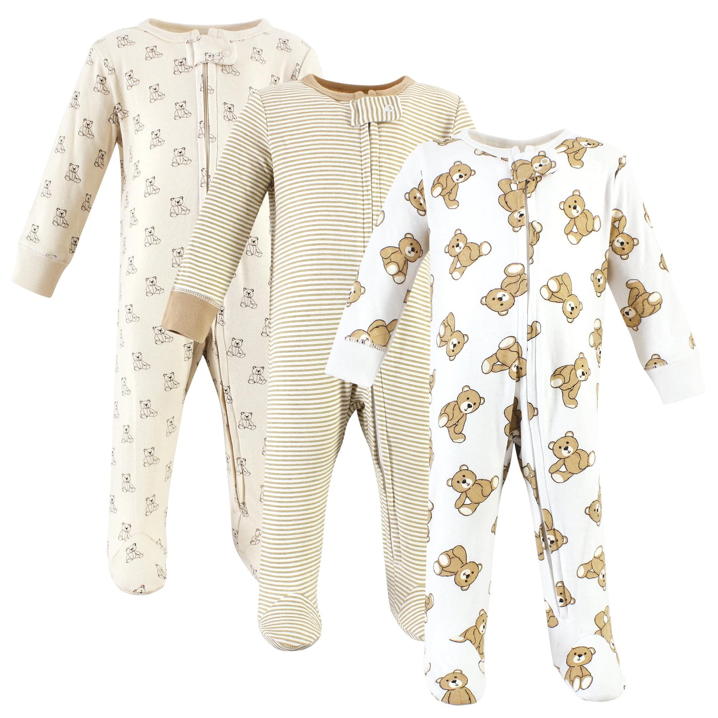 Hudson Baby Unisex Baby Cotton Sleep And Play, Teddy Bears, 0-3 Months