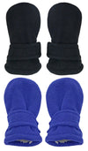 N'Ice Caps Little Kids And Baby Easy-On Sherpa Lined Fleece Mittens - 2 Pair Pack (Royal/Black Pack - Infant No Thumbs, 6-18 Mon