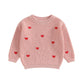 Baby Girl Cute Long Sleeve Crew Neck Love Embroidery Sweater Toddler Valentine Day Outfits (Pink Heart, 12-18 Months)