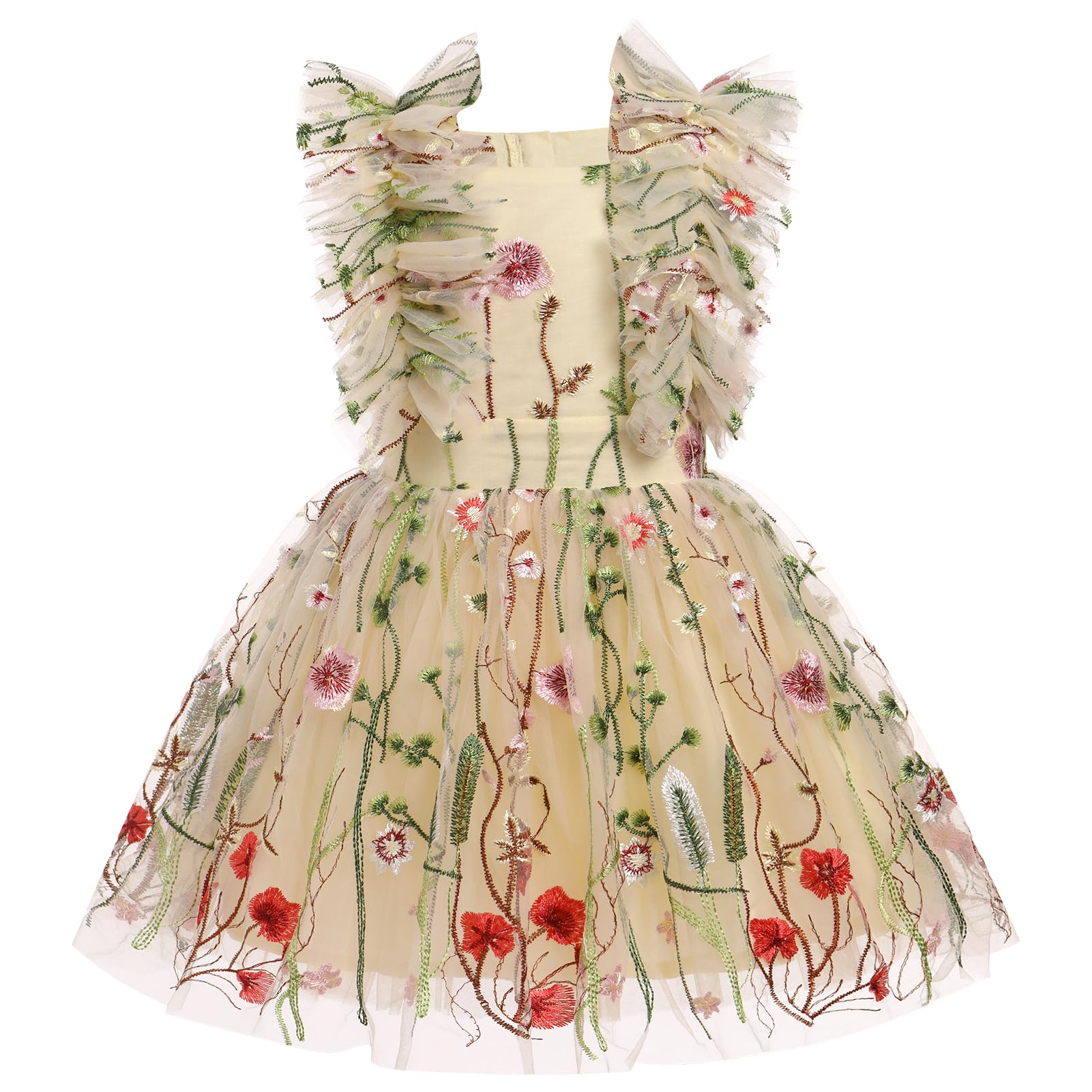 Fairy Dress Toddler, Party Dress For Little Girls Boho Lace Hippie Flower Puffy Wedding Guest Birthday Fancy Dance Gown For Kids