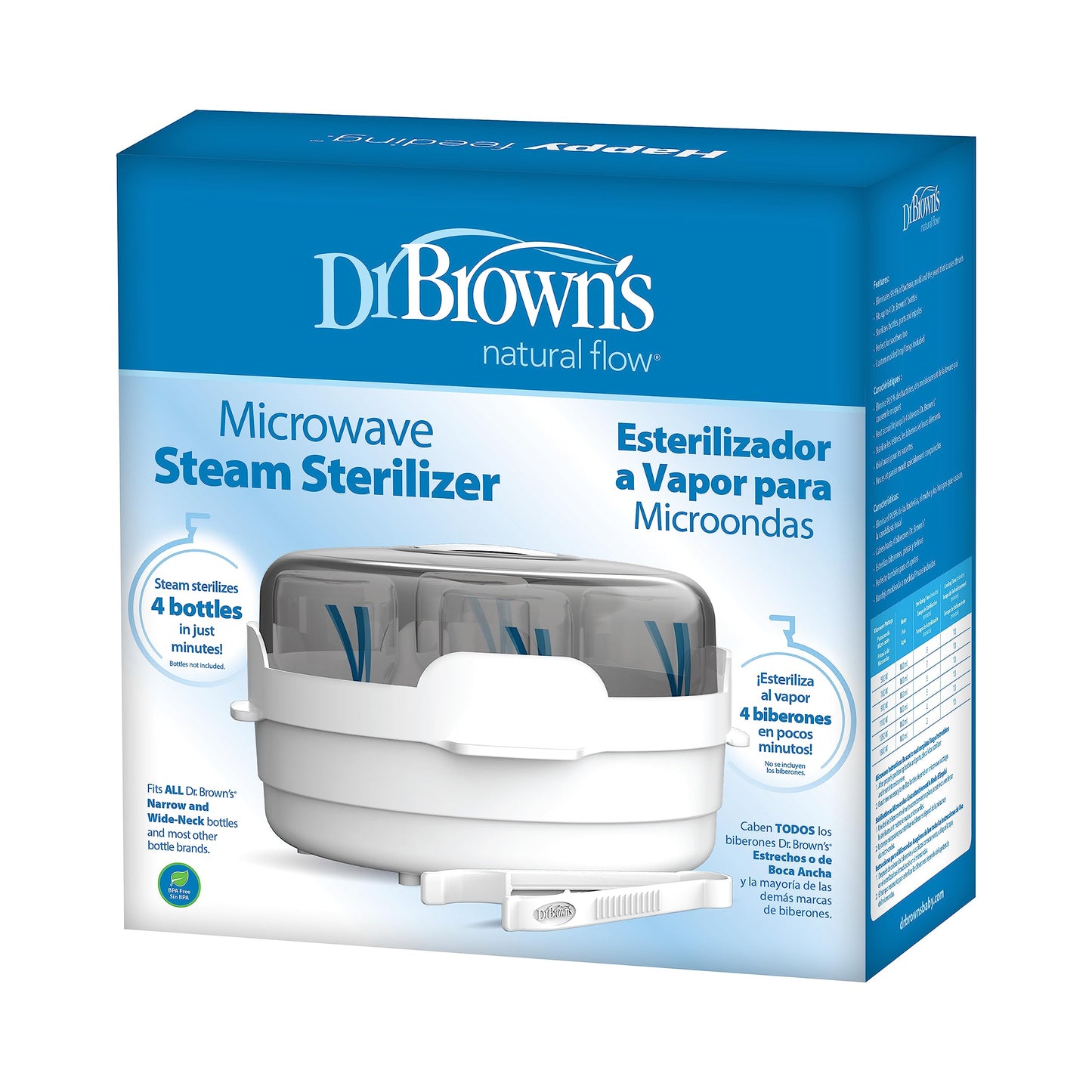 Dr. Browns Microwave Steam Sterilizer for Baby Bottles, Nipples, Bottle Parts, Pacifiers, Teethers and Breast Pump Parts