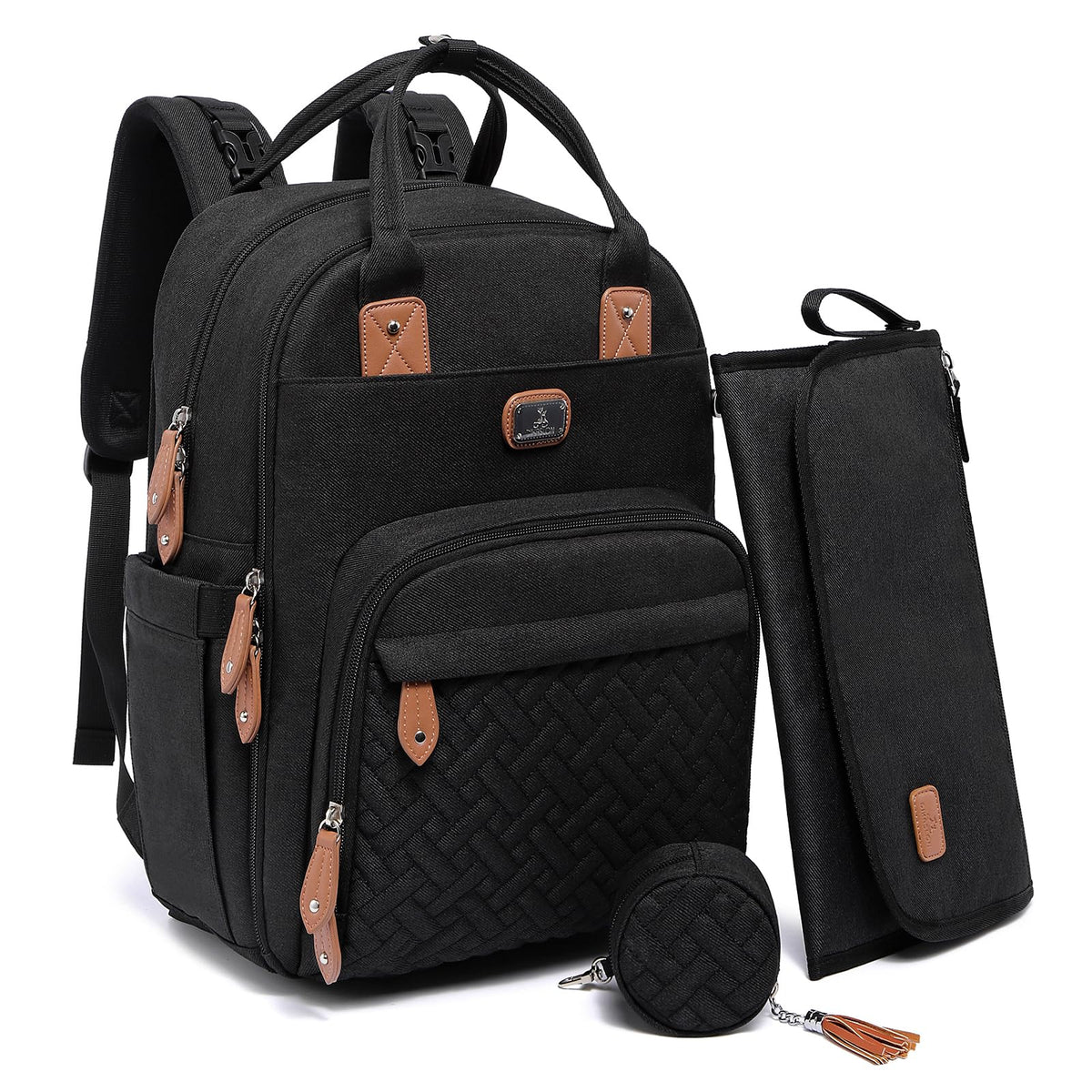 Dikaslon Diaper Bag Backpack with Portable Changing Pad, Pacifier Case and Stroller Straps, Large Unisex Baby Bags for Boys Girl