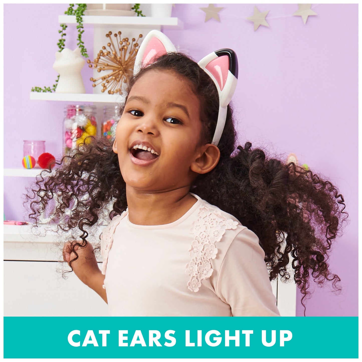 Gabbys Dollhouse, Magical Musical Cat Ears, Kids Costume with Lights, Music, Sounds & Phrases, Pretend Play Toys for Girls Ages