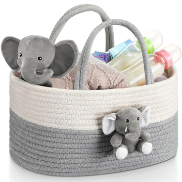 Foldtier Elephant Diaper Caddy Organizer Cart Storage For Nursery With Handle Baby Shower Basket Gift Baby Bath Caddy For Diaper