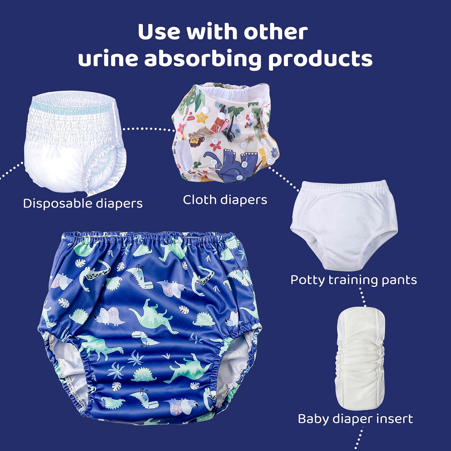 BISENKID Rubber Swim Diaper Cover for Plastic Pants Good Elastic Plastic Diaper Covers for Plastic Underwear for Toddlers & Pott
