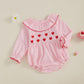 Mlpeerw My First Valentines Day Baby Girl Outfit Newborn Heart Smocked Bubble Romper Bodysuit Cute Valentines Day Clothes (Valen
