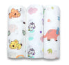 Momly U Cotton Baby Swaddle Set, Pack of 3, Size100cm x 100cm Koala Unicorn Dinosaur Printed on White, 018 Month+, Printed Mus