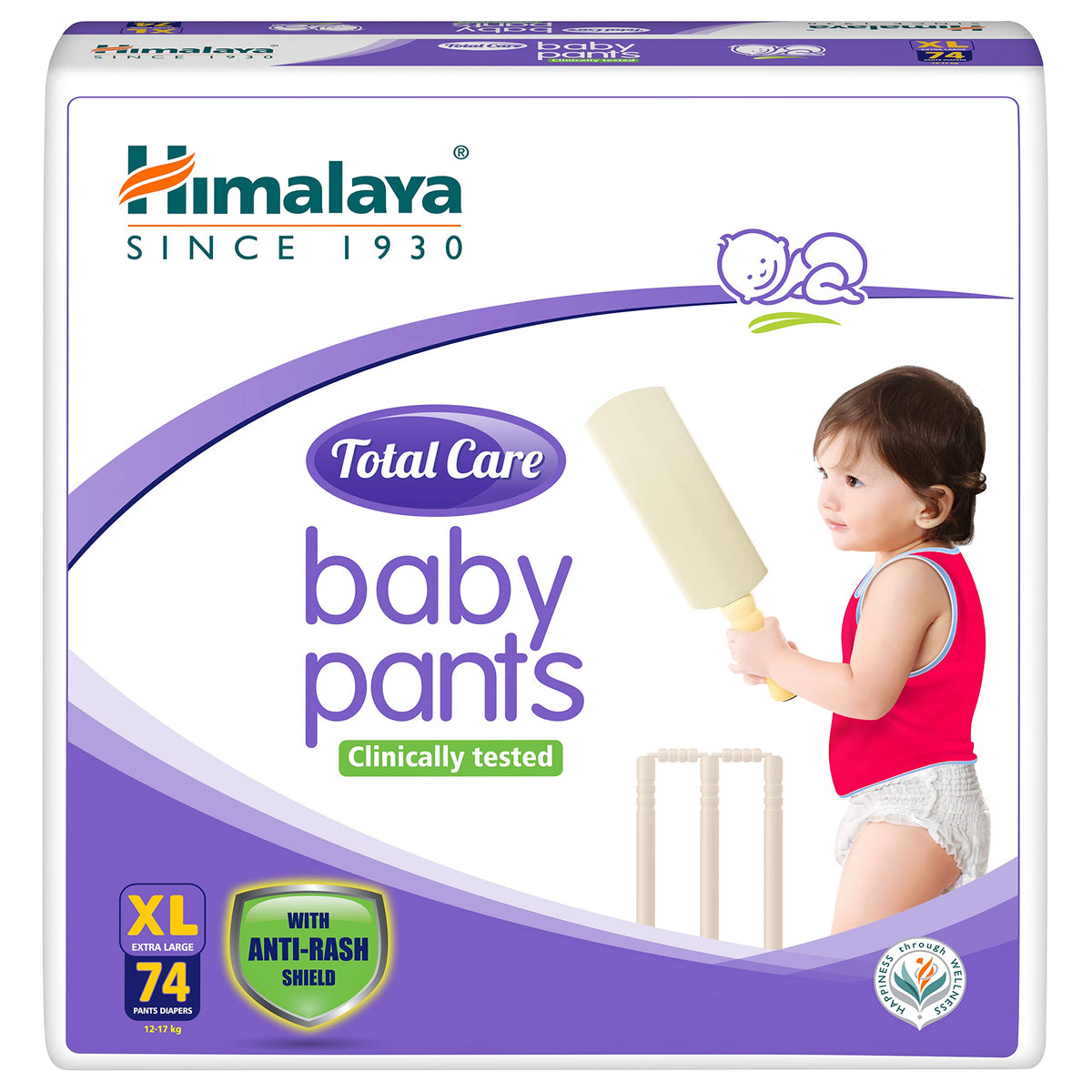 Himalaya Total Care Baby Pants Diapers, Xl 74 Count, AntiRash Shield, 1217 Kg, Rapid Absorption, Superior Comfort, Clinically 