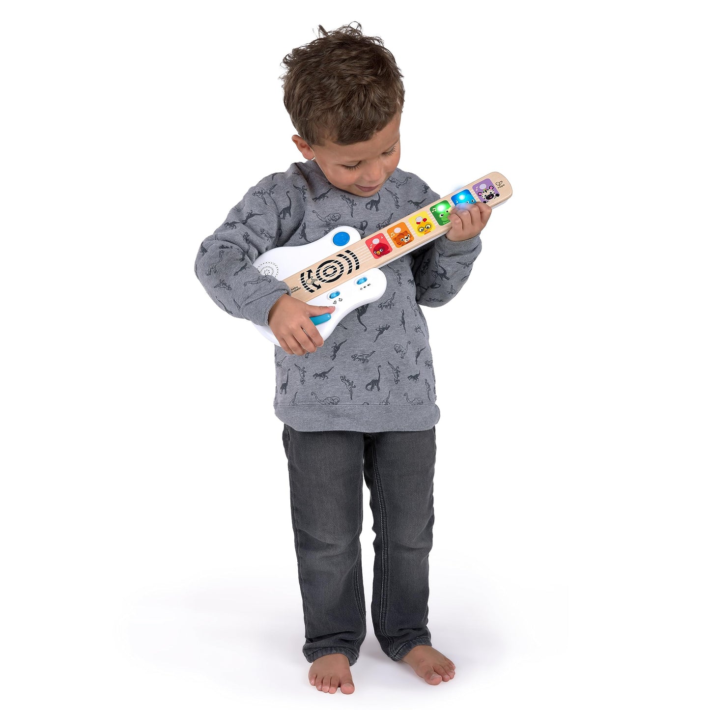 Baby Einstein Strum Along Songs Magic Touch Wooden Musical Light Up Toy Guitar with Whammy Bar, Age 6 Months+